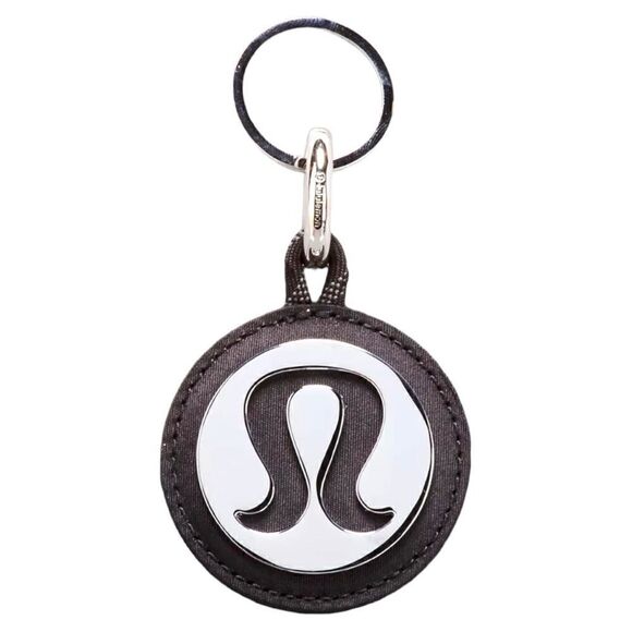 Lululemon Mirror Logo Keychain Bag Charm Clip Black Silver NWT Gift Idea - Picture 1 of 14